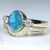 10k Gold - Solid Lightning Ridge Black Opal - Natural Diamonds