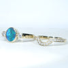 Lightning Ridge Solid Black Opal & Diamond Gold Engagement and Wedding Ring Set - Size 6 US Code DWB10J