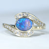 Natural Australian Black Crystal Opal Gold and Diamond Ring