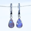 Natural Australian Boulder Opal Silver Huggie earrings