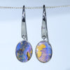 Natural Australian Boulder Opal Silver Drop Earrings