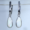 Natural Australian White Opal Silver Huggie Earrings