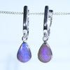 Natural Australian Boulder Opal Silver Huggie Earrings