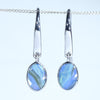 Natural Australian Boulder Opal Silver Drop Earrings