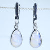 Natural Australian Crystal Opal Silver Huggie Earrings