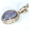 Lightning Ridge Black Opal and Diamond 18K Gold Pendant (12mm x 8mm) Code - AA40