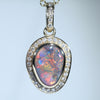 Natural Australian Black Opal Gold and Diamond Pendant