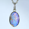 Natural Australian Boulder Opal Gold and Diamond Pendant