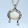 natural Australian Boulder Opal Gold and Diamond Pendant