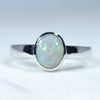 Natural Australian Crystal Dark Opal White Gold Ring