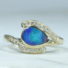 Natural Australian Boulder Opal Gold and Diamond Ring 