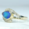 10k Gold - Solid Queensland Boulder Opal - Natural Diamonds 