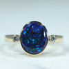Natural Australian Black Opal and Diamond Ring