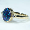 18k Gold - Solid Lightning Ridge Black Opal - Natural Diamonds 