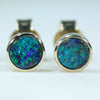 Natural Australian Boulder Opal Gold Stud Earrings