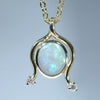 Natural Australian Coober Pedy Opal Gold and Diamond Pendant