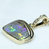 18k Gold- Solid Queensland Boulder Opal - Natural Diamonds