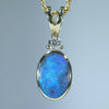Natural Australian Boulder Opal Gold and Diamond Pendant