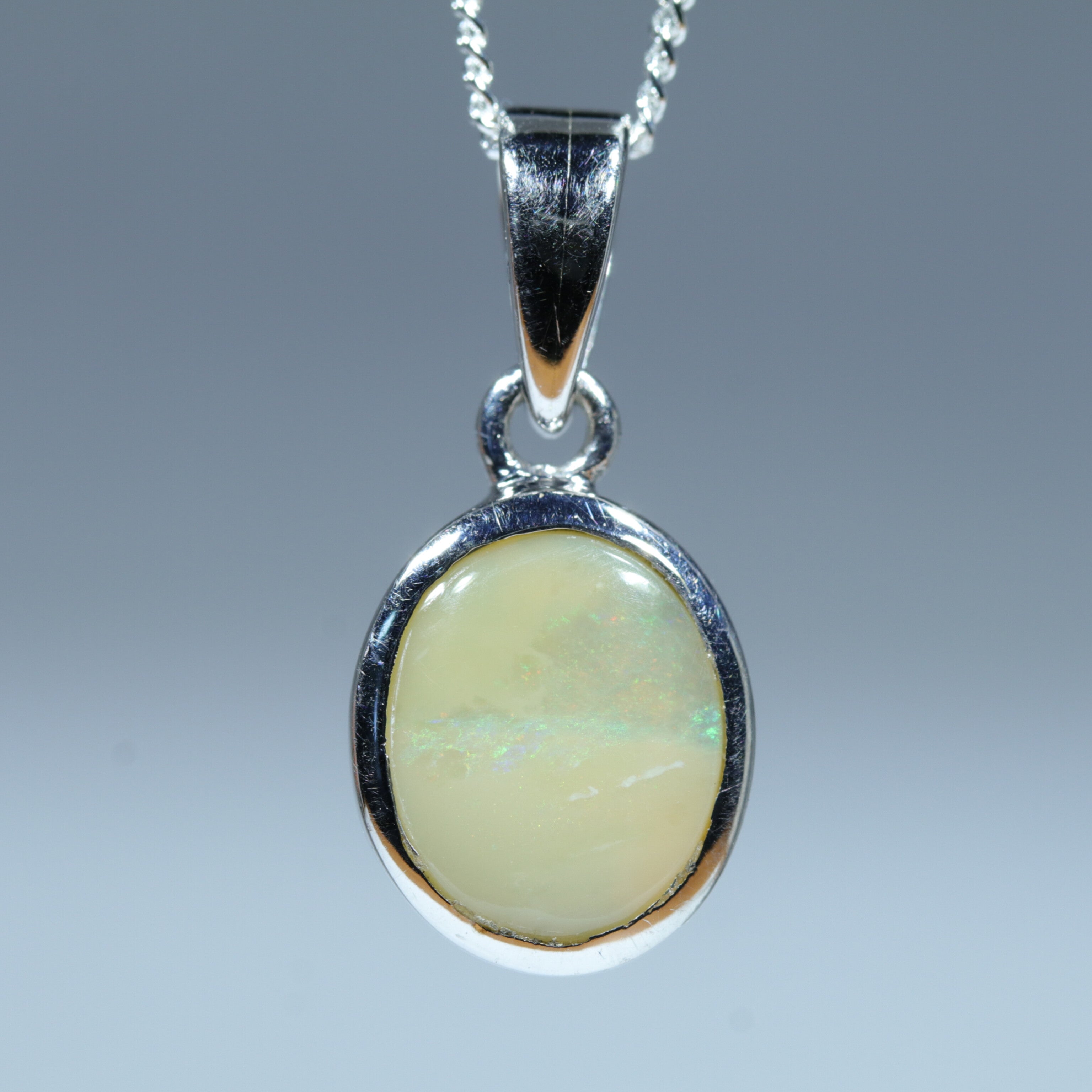 Queensland  Boulder Opal Silver Pendant with Silver Chain (10mm x 9mm) Code - FF96