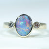 Natural Australian Boulder Opal Gold and Diamond Ring