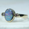 10k Gold - Solid Queensland Boulder Opal - Natural Diamonds