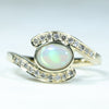 Natural Australian Lightning Ridge Opal and Diamond Ring