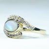 10k Gold - Solid Lightning Ridge White Opal - Natural Diamonds