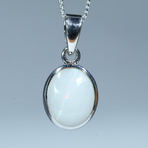 Natural Australian White Opal Silver Pendant