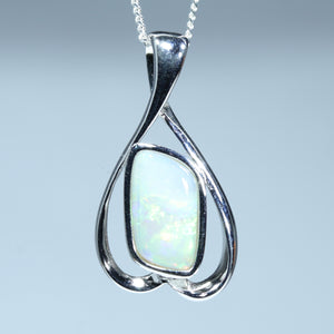 Natural Australian Coober Pedy Dark Opal Silver Pendant