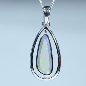 Natural Australian Crystal Opal Silver Pendant 