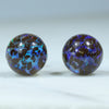 Australian Boulder Opal Matrix Gold Earring Studs (8mm x 8mm) Code EE24