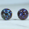 Australian Boulder Opal Matrix Gold Earring Studs (8mm x 8mm) Code EE24