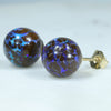Australian Boulder Opal Matrix Gold Earring Studs (8mm x 8mm) Code EE24