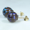 Australian Boulder Opal Matrix Gold Earring Studs (8mm x 8mm) Code EE24