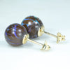 Australian Boulder Opal Matrix Gold Earring Studs (8mm x 8mm) Code EE24