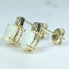 Coober Pedy White Opal and Diamond 14K Gold Earrings (6.5mm x 5mm) Code EE38