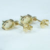 Coober Pedy White Opal and Diamond 14K Gold Earrings (6.5mm x 5mm) Code EE38
