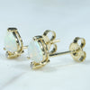 Coober Pedy Heart shaped Crystal Opal and Diamond 14K Gold Earrings (5.5 x 5mm) Code EE33
