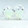 Coober Pedy Heart shaped White Opal 14K White Gold Earrings (4 x 4mm) Code EE30