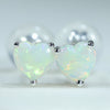 Coober Pedy Heart shaped White Opal 14K White Gold Earrings (4 x 4mm) Code EE30