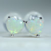 Coober Pedy Heart shaped White Opal 14K White Gold Earrings (4 x 4mm) Code EE30