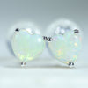 Coober Pedy Heart shaped White Opal 14K White Gold Earrings (4 x 4mm) Code EE30