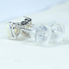 Coober Pedy Heart shaped White Opal 14K White Gold Earrings (4 x 4mm) Code EE30