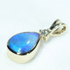 Lightning Ridge Solid Opal and Diamond Gold Pendant (9mm x 7mm ) Code - AA113