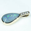10k Gold - Solid Black Opal - Natural Diamonds