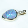 Natural Australian Black Crystal Opal and Diamond Gold Pendant (10mm x 8mm) Code - AA97