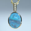 Natural Australian Lightning Ridge Gold Opal Pendant with Diamonds