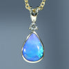 Natural Australian Lightning Ridge Gold Opal and Diamond Pendant