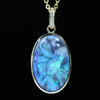 Natural Australian Black Opal Gold and Diamond Pendant