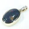 Lightning Ridge Solid Black Opal and Diamond Gold Pendant (16mm x 10mm) Code - AA126